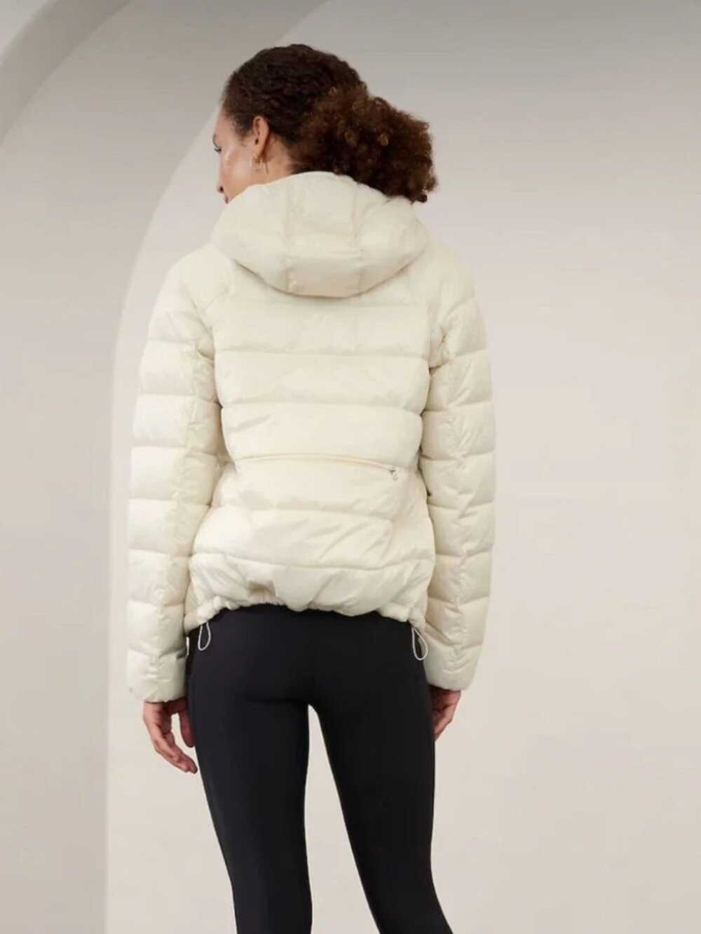 Athleta Aire Puffer Jacket Ivory Cream Size Medium - Picture 6 of 12